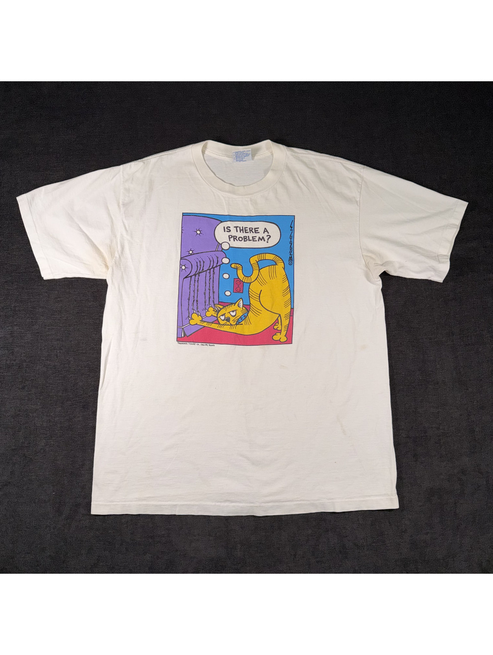 All Sport Proweight XL White Cartoon Cat Graphic T-Shirt